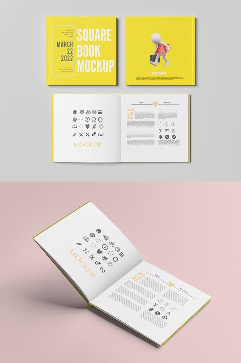 SQUARE BOOK MOCKUP - The Danny - Mockup Design Resources