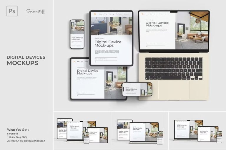 Multi Device Mockups Scene Creator - The Danny - Mockup Design Resources