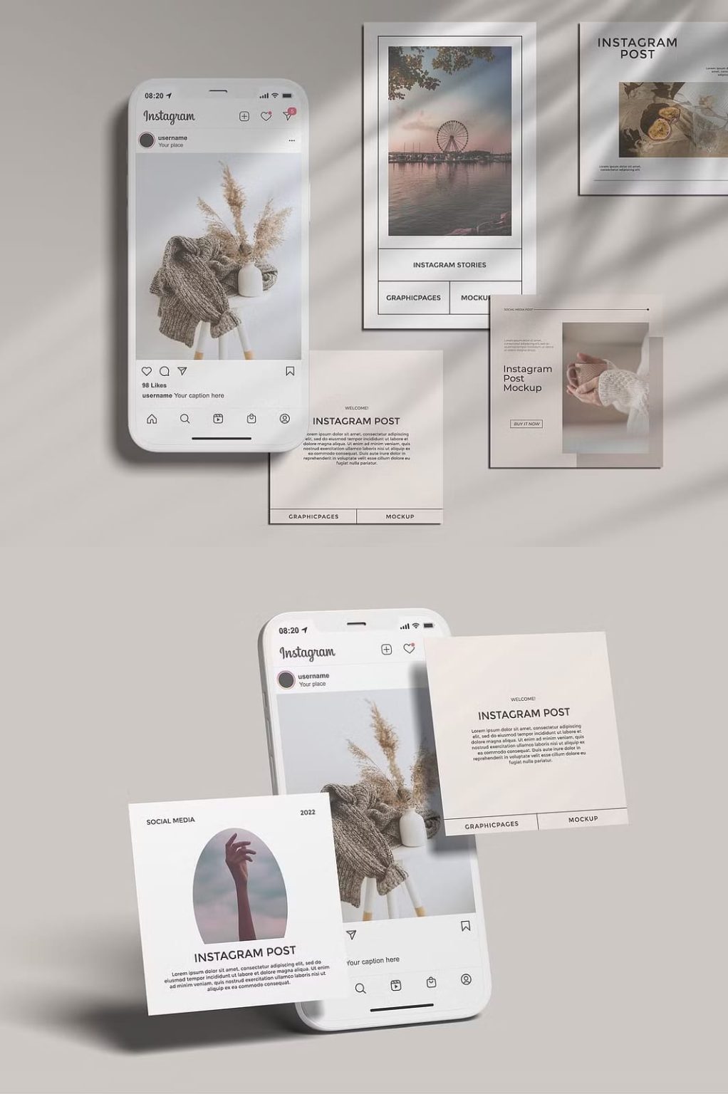 Instagram Stories and Posts Mockup - The Danny - Mockup Design Resources
