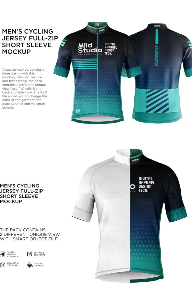 Types Cyling Design Men's Cyling Jersey Mockup - The Danny - Mockup Design Resources
