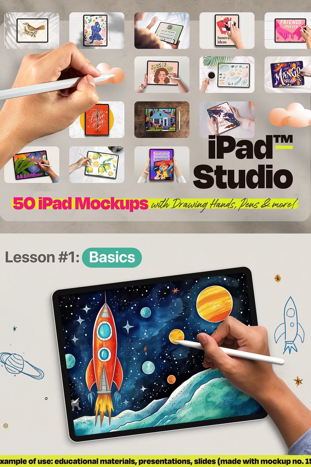 iPad Studio — 50 Editable Mockups - The Danny - Mockup Design Resources