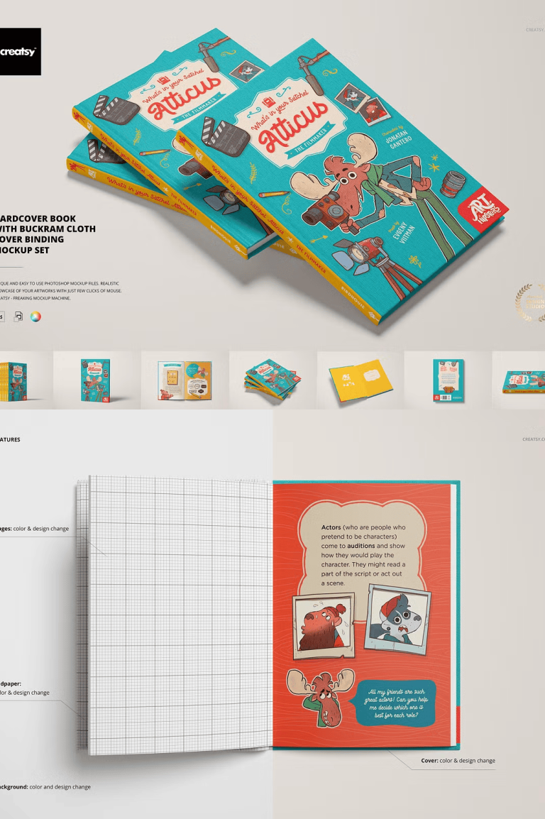 Buckram Hardcover Book Mockup - The Danny - Mockup Design Resources