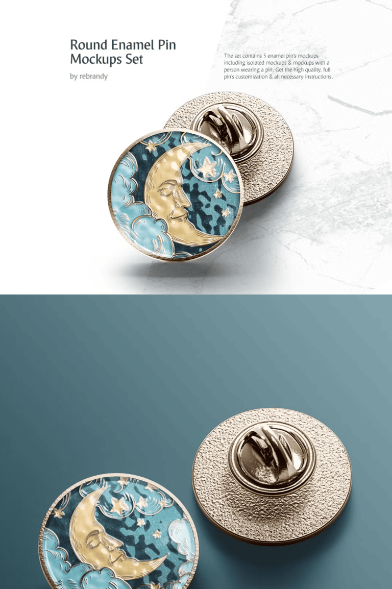 Round Enamel Pin Mockups Set - The Danny - Mockup Design Resources